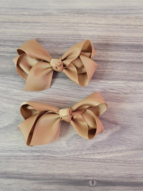 3 Inch Hair Bow on Alligator Clip Set – Chocolate Brown