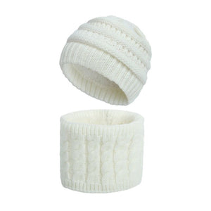 2 PC Knit Beanie & Scarf Set - White